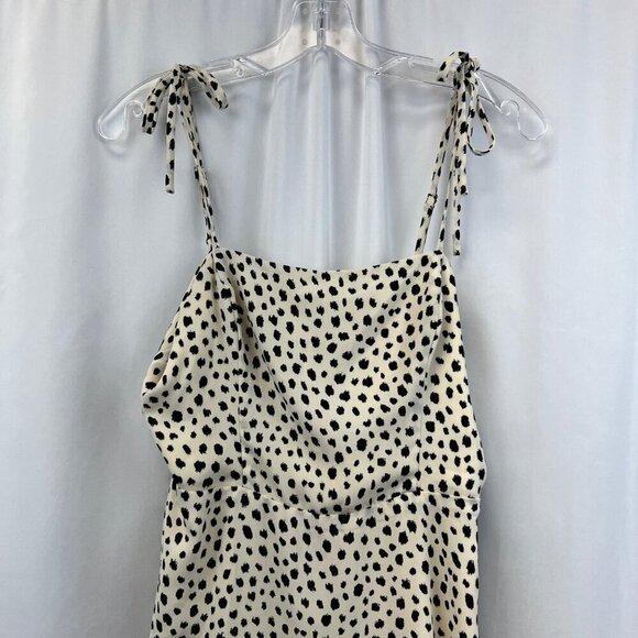 Lola Grace Tie Straps A-Line Dress Cream/Black Print Size Medium Above Knee - Picture 2 of 8